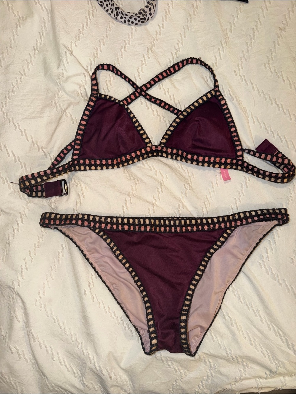 Plum Crochet-Trim Bikini Set - Two-Piece Swimwear